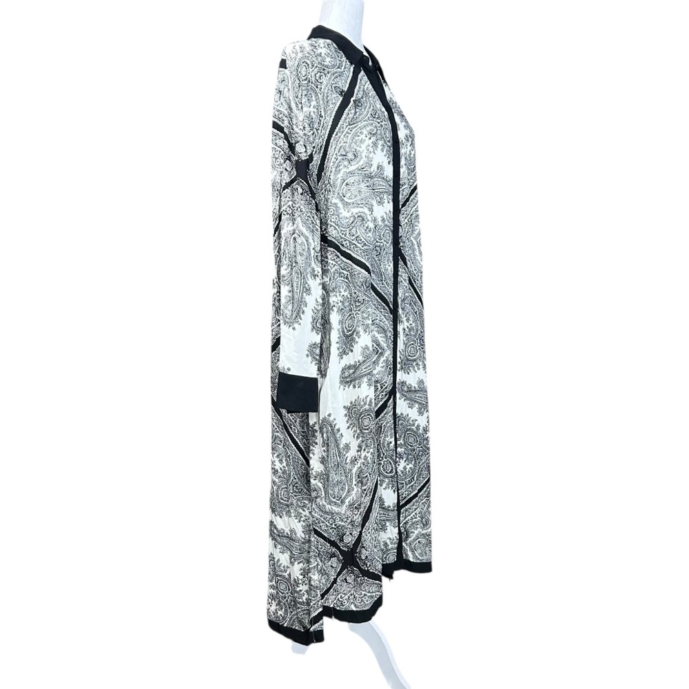 AllSaints Black and White Paisley Midi Shirt Dress - Picture 3 of 14